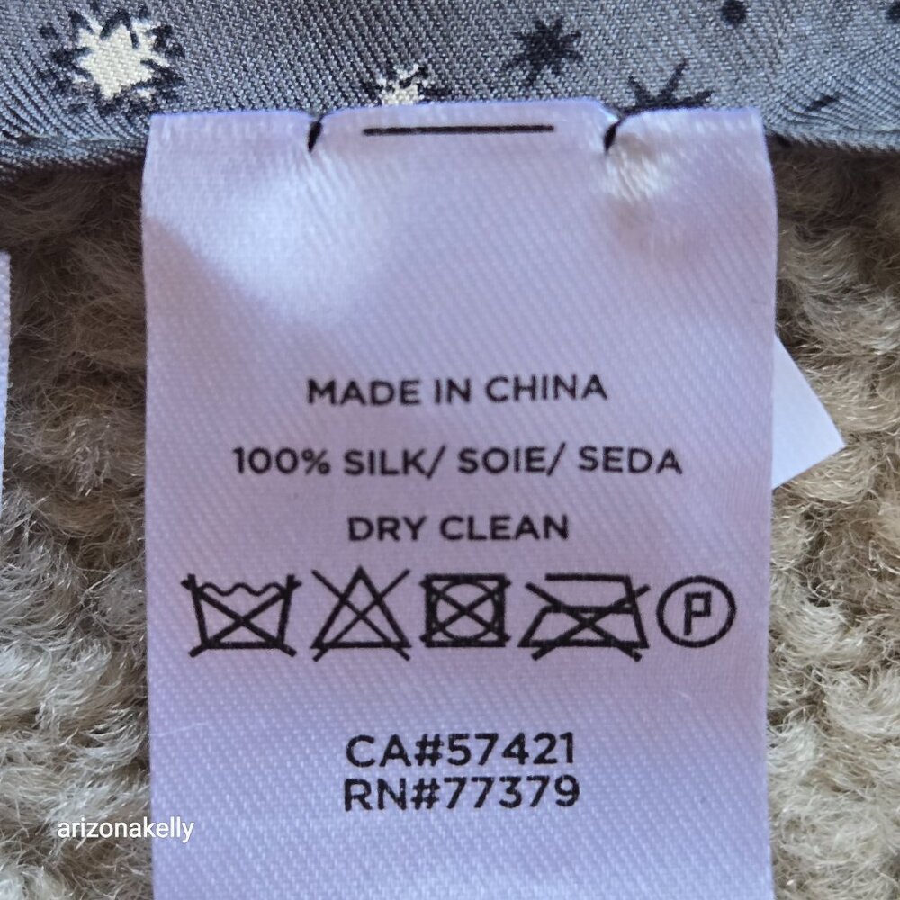 NWT Ann Taylor Silk Square Scarf Celestial Moon Stars Butterflies - Picture 12 of 12